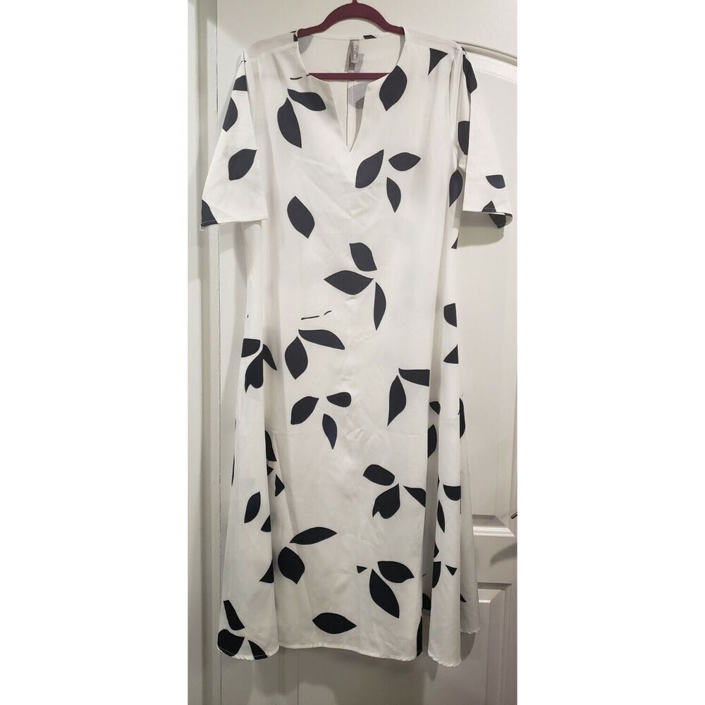 Womens Noracora A-Line Midi Dress, Leaf Print, Size L